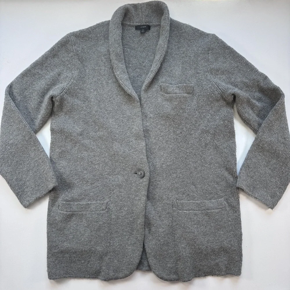 J CREW‎ Cocoon Sweater-Blazer Knit Cardigan Womens Medium Shawl Collar Pockets